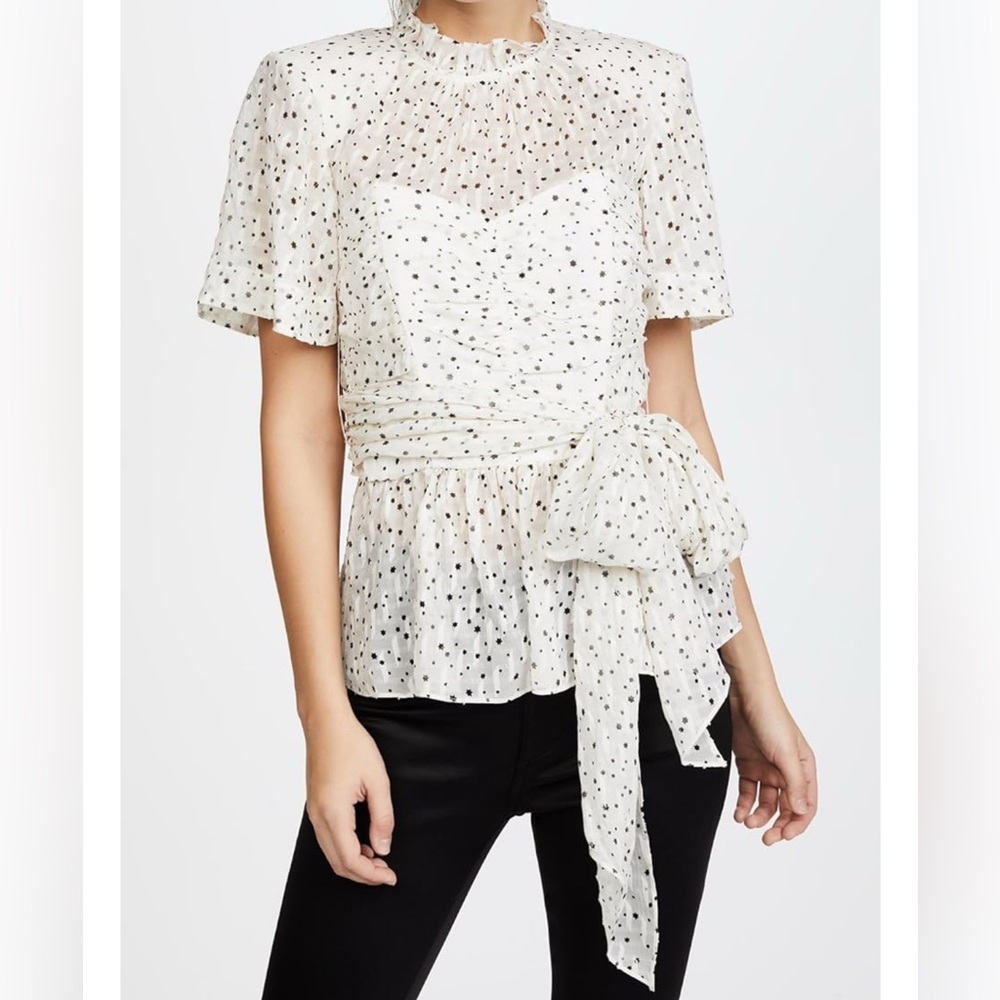 Rebecca Taylor / Stunning Scattered Star Wrap Top / / Ivory / Silk